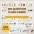 100 WH Question Flash Cards, Printable Speech Resource