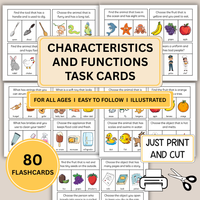 Characteristics & Functions Task Cards for Speech Therapy, 80 Cards