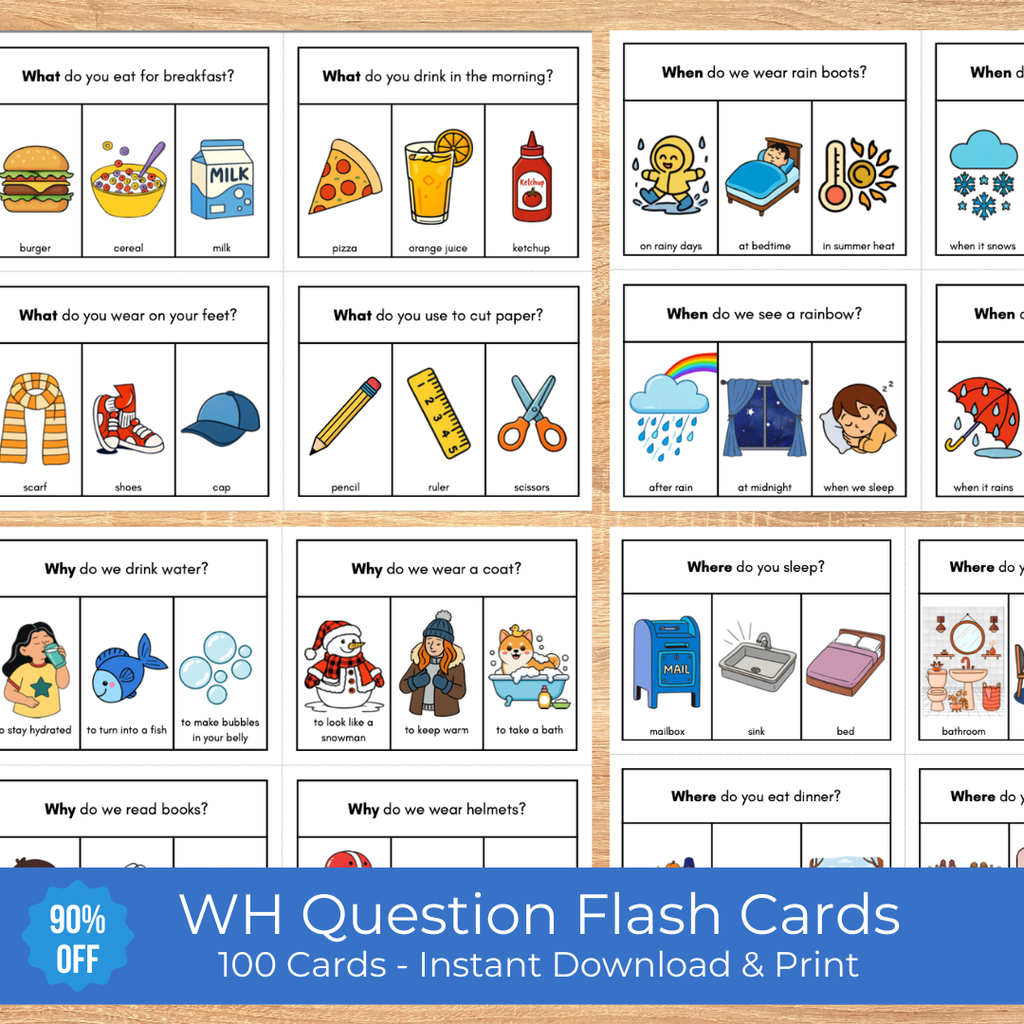 WH Question Learning Cards for Language Development