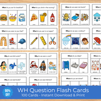 WH Question Learning Cards for Language Development