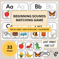 Beginning Sound Matching Game, Preschool Phonics Activity For Kids