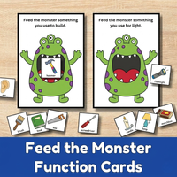 Feed the Monster Functions Task Cards Game, Speech Learning Activity, Instant Download