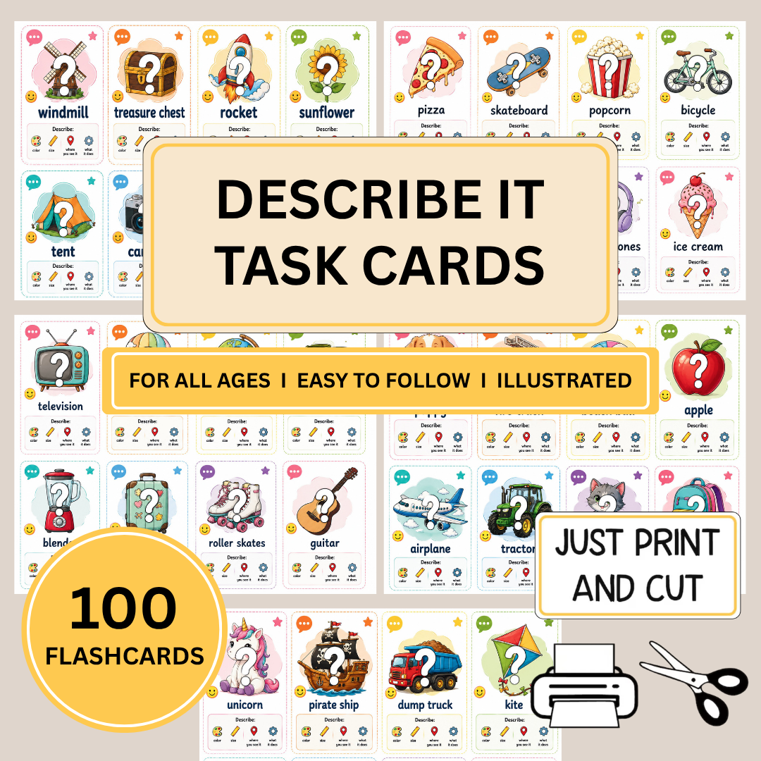 Describe It Speaking Cards, ESL Vocabulary And Speech Therapy Activity