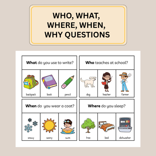 100 WH Question Flash Cards, Printable Speech Resource